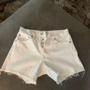 Agolde White High-Rise Cutoff Jean Shorts